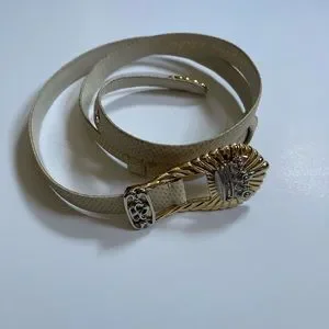 Vintage Judith Leiber Beige Snake Skin Gold Crown Belt Judith Leiber Women main image 4